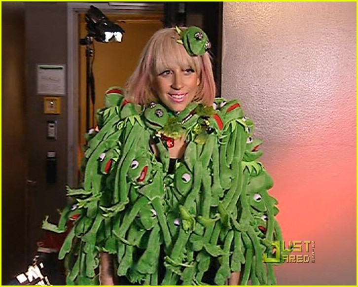 Lady Gaga Kermit Coat. I saw no Lady Gagas who